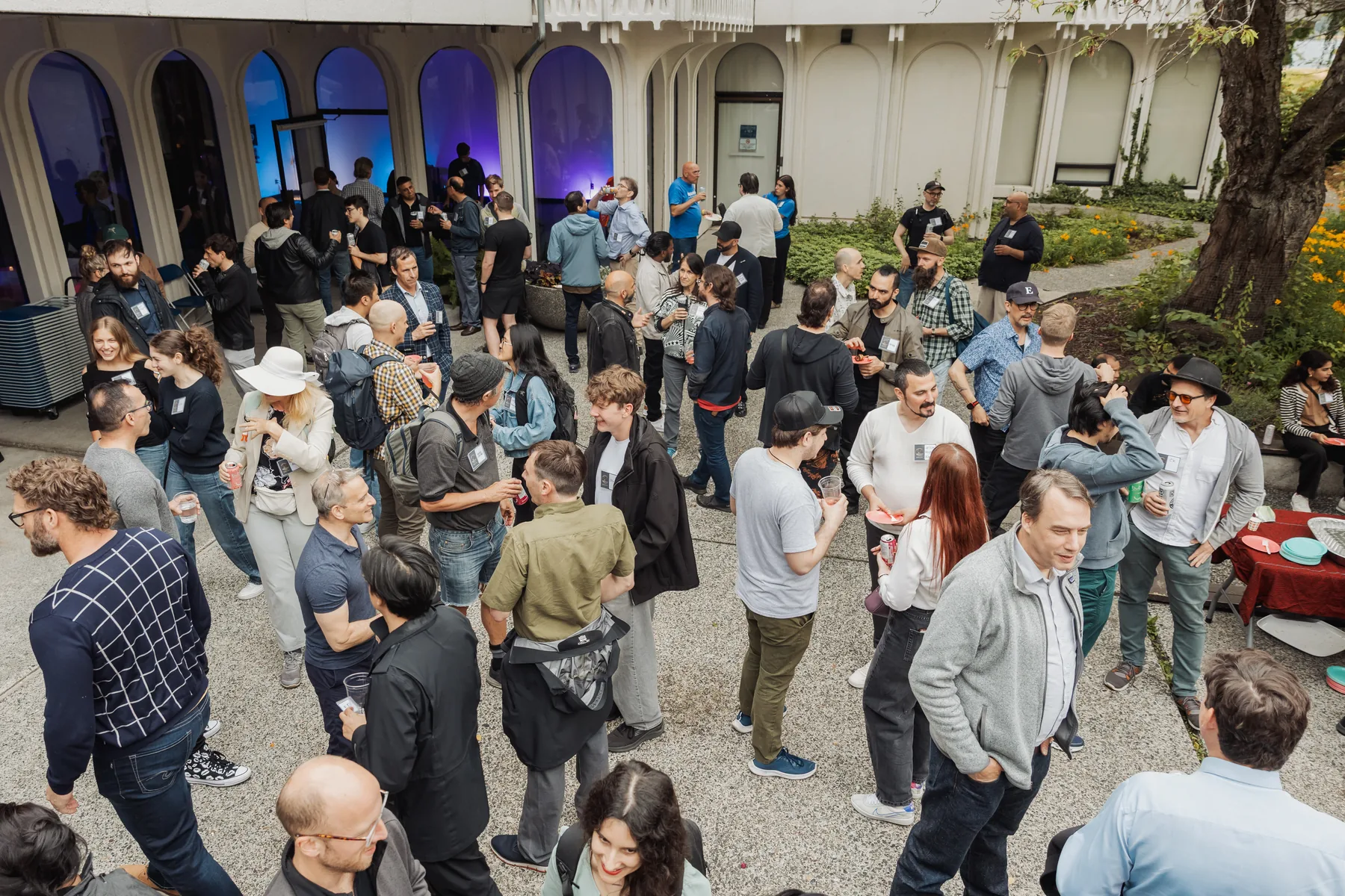 Outdoor Space Centre courtyard crowd at a Vancouver AI gathering